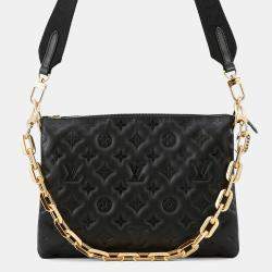 Pre Owned Louis Vuitton Coussin Black Monogram Pattern Lamb Leather PM Crossbody Bag