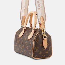 Pre Owned Louis Vuitton Speedy Bandouliere Red/Brown Monogram Size 20