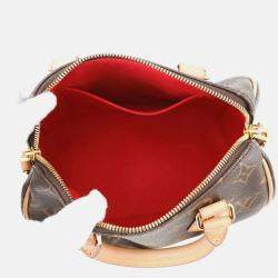 Pre Owned Louis Vuitton Speedy Bandouliere Red/Brown Monogram Size 20