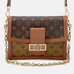 Pre Owned Louis Vuitton Dauphine Noir Monogram Monogram Reverse Canvas Size MM