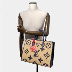 Pre Owned Louis Vuitton Monogram Raffia On-The-Go Tote Bag Mm