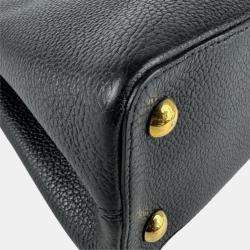 Pre Owned Louis Vuitton Capucines Pm Handbag Shoulder Bag In Black Leather