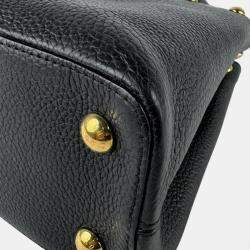 Pre Owned Louis Vuitton Capucines Pm Handbag Shoulder Bag In Black Leather
