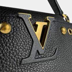Pre Owned Louis Vuitton Capucines Pm Handbag Shoulder Bag In Black Leather