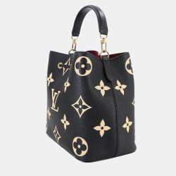 Pre Owned Louis Vuitton Neo Noe Mm Two-Way Monogram Empreinte Handbag In Black And Beige Leather With Rfid