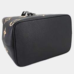 Pre Owned Louis Vuitton Neo Noe Mm Two-Way Monogram Empreinte Handbag In Black And Beige Leather With Rfid