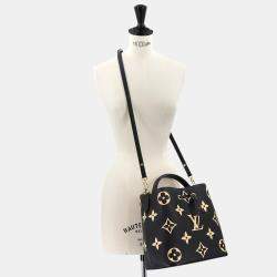 Pre Owned Louis Vuitton Neo Noe Mm Two-Way Monogram Empreinte Handbag In Black And Beige Leather With Rfid
