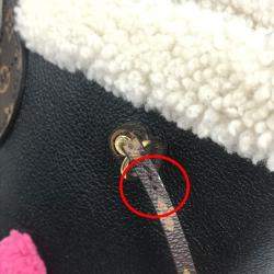 Pre Owned Louis Vuitton Shearling Monogram Flower Lv Initial Neverfull Mm Fluffy Tote Bag In Calf Leather Black