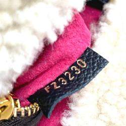 Pre Owned Louis Vuitton Shearling Monogram Flower Lv Initial Neverfull Mm Fluffy Tote Bag In Calf Leather Black