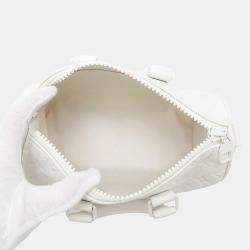 Pre Owned Louis Vuitton Handbag Monogram Taurillon Keepall Bandouliere 25 White