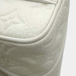Pre Owned Louis Vuitton Handbag Monogram Taurillon Keepall Bandouliere 25 White