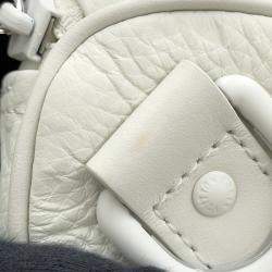 Pre Owned Louis Vuitton Handbag Monogram Taurillon Keepall Bandouliere 25 White