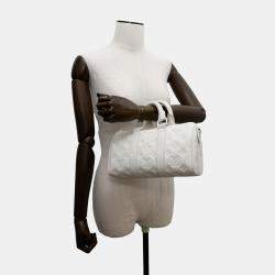 Pre Owned Louis Vuitton Handbag Monogram Taurillon Keepall Bandouliere 25 White