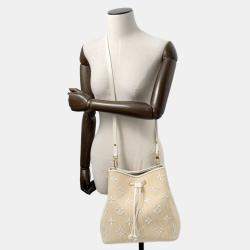 Pre Owned Louis Vuitton Monogram Cotton By The Pool Neo Noe Mm Shoulder Bag Beige White