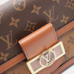 Pre Owned Louis Vuitton Dauphine Mini Shoulder Bag In Coated Canvas And Leather With Monogram Reverse Pattern Brown Beige