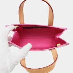 Pre Owned Louis Vuitton Pink Monogram Vernis Remix Reed PM Handbag