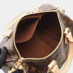 Pre Owned Louis Vuitton Speedy Bandouliere 25 Handbag Coated Canvas And Leather Monogram Brown