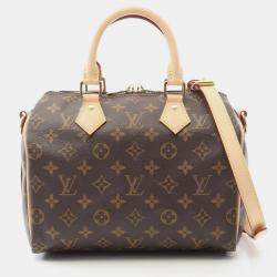 Pre Owned Louis Vuitton Speedy Bandouliere 25 Handbag Coated Canvas And Leather Monogram Brown