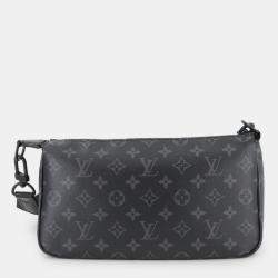 Pre Owned Louis Vuitton Monogram Eclipse Pochette Accessoire Xl Shoulder Bag Black
