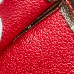 Pre Owned Louis Vuitton X Takashi Murakami Monogram Cherry Sac Plat Tote Bag Brown Leather