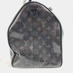 Pre Owned Louis Vuitton Monogram Eclipse Glaze Isetan Limited Keepall Bandouliere 50 2Way Bag Travel Shoulder Boston Black