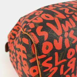 Pre Owned Louis Vuitton Monogram Graffiti Speedy 30 Bag Handbag Mini Boston Canvas Orange