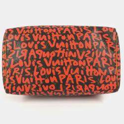 Pre Owned Louis Vuitton Monogram Graffiti Speedy 30 Bag Handbag Mini Boston Canvas Orange