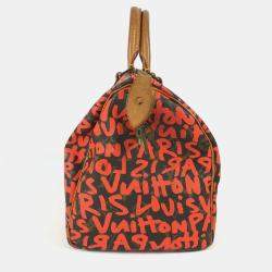 Pre Owned Louis Vuitton Monogram Graffiti Speedy 30 Bag Handbag Mini Boston Canvas Orange