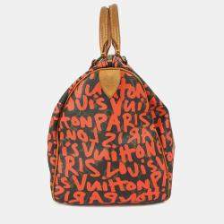 Pre Owned Louis Vuitton Monogram Graffiti Speedy 30 Bag Handbag Mini Boston Canvas Orange