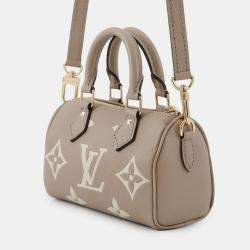 Pre Owned Louis Vuitton Beige Monogram Empreinte Nano Speedy Handbag