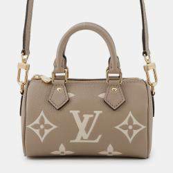Pre Owned Louis Vuitton Beige Monogram Empreinte Nano Speedy Handbag