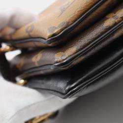 Pre Owned Louis Vuitton Pochette Shoulder Bag Coated Canvas Lamb Leather Monogram Reverse Black Brown