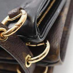 Pre Owned Louis Vuitton Pochette Shoulder Bag Coated Canvas Lamb Leather Monogram Reverse Black Brown