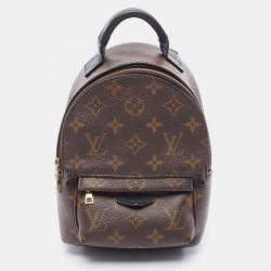 Pre Owned Louis Vuitton Palm Springs Mini Backpack Coated Canvas And Leather With Monogram Design Brown Black