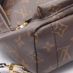 Pre Owned Louis Vuitton Palm Springs Mini Backpack Coated Canvas And Leather With Monogram Design Brown Black