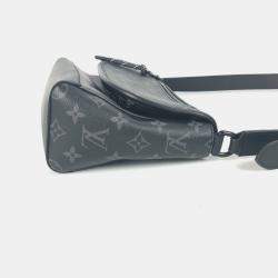 Pre Owned Louis Vuitton Monogram Eclipse Pulse Messenger Bag Crossbody Flap Shoulder Canvas Black