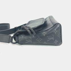 Pre Owned Louis Vuitton Monogram Eclipse Pulse Messenger Bag Crossbody Flap Shoulder Canvas Black