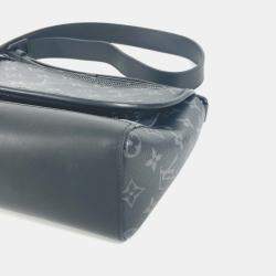 Pre Owned Louis Vuitton Monogram Eclipse Pulse Messenger Bag Crossbody Flap Shoulder Canvas Black