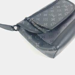 Pre Owned Louis Vuitton Monogram Eclipse Pulse Messenger Bag Crossbody Flap Shoulder Canvas Black