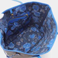 Pre Owned Louis Vuitton Neverfull Mm Tote Bag Coated Canvas And Leather With Monogram Ikat Flowers Brown Blue