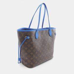 Pre Owned Louis Vuitton Neverfull Mm Tote Bag Coated Canvas And Leather With Monogram Ikat Flowers Brown Blue