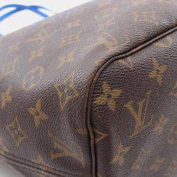 Pre Owned Louis Vuitton Neverfull Mm Tote Bag Coated Canvas And Leather With Monogram Ikat Flowers Brown Blue