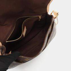 Pre Owned Louis Vuitton Menilmontant Pm Shoulder Bag In Coated Canvas And Leather With Monogram Design Brown