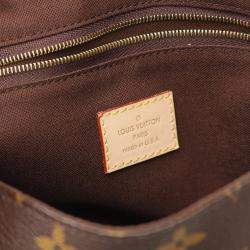 Pre Owned Louis Vuitton Menilmontant Pm Shoulder Bag In Coated Canvas And Leather With Monogram Design Brown