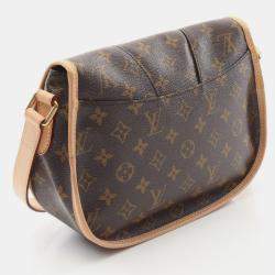 Pre Owned Louis Vuitton Menilmontant Pm Shoulder Bag In Coated Canvas And Leather With Monogram Design Brown