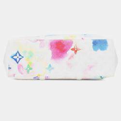 Pre Owned Louis Vuitton Watercolor Monogram Weekend Tote Gm Bag/Shoulder Bag White/Multicolor Leather