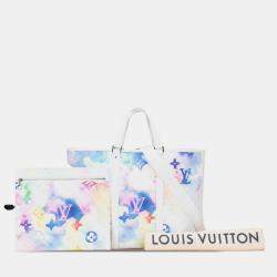Pre Owned Louis Vuitton Watercolor Monogram Weekend Tote Gm Bag/Shoulder Bag White/Multicolor Leather