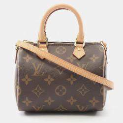 Pre Owned Louis Vuitton Nano Speedy Shoulder Bag Coated Canvas And Leather Monogram Brown