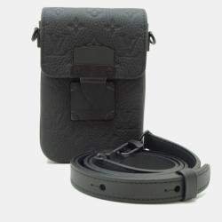 Pre Owned Louis Vuitton S-Lock Vertical Wearable Wallet Shoulder Bag M81524 In Taurillon Noir (Black)