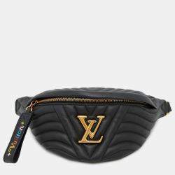 Pre Owned Louis Vuitton New Wave Bum Bag Calfskin Leather Black